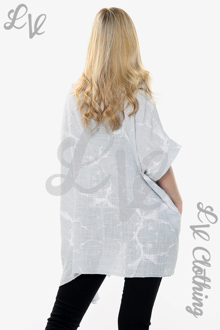 Dames Top met Marmerprint Zilver Prijs per eenheid €10,99