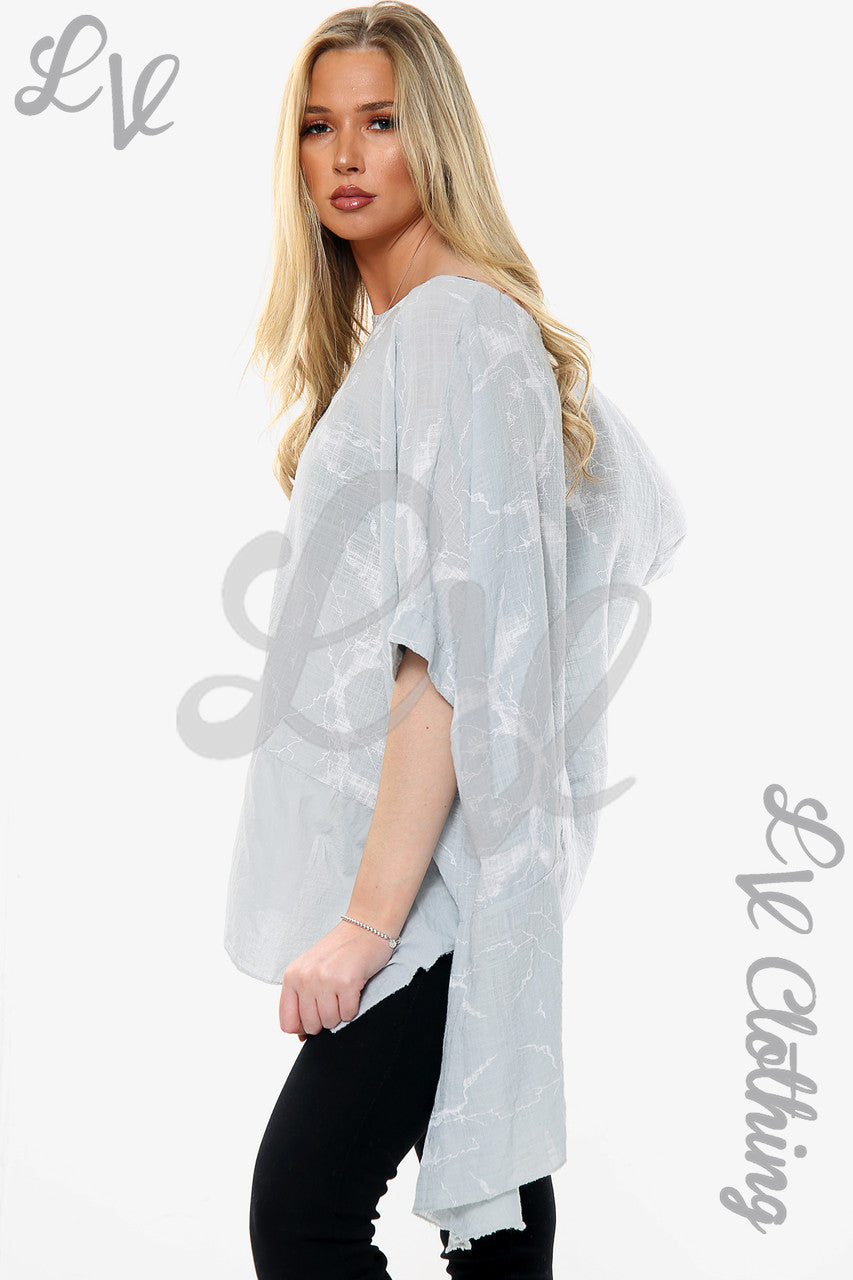 Dames Top met Marmerprint Zilver Prijs per eenheid €10,99