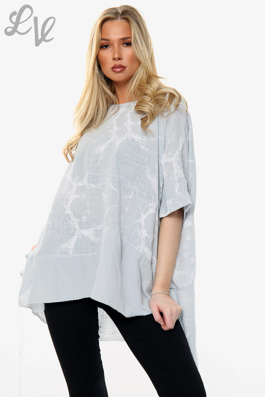 Dames Top met Marmerprint Zilver Prijs per eenheid €10,99