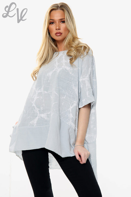 Ladies Marble Effect Print Top Silver Unit Price £10.99