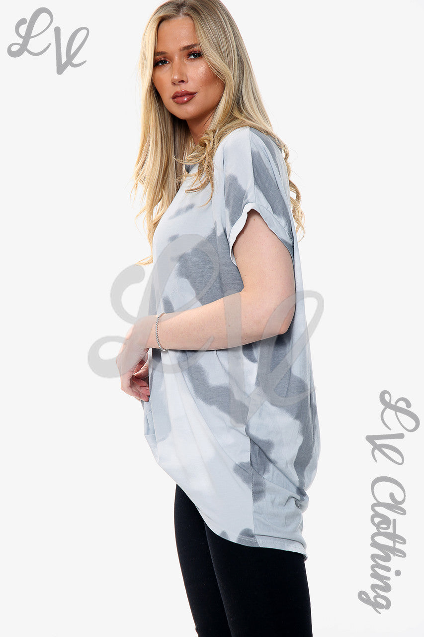 Dames Aquarel Print Top Zilver Stukprijs €10,99