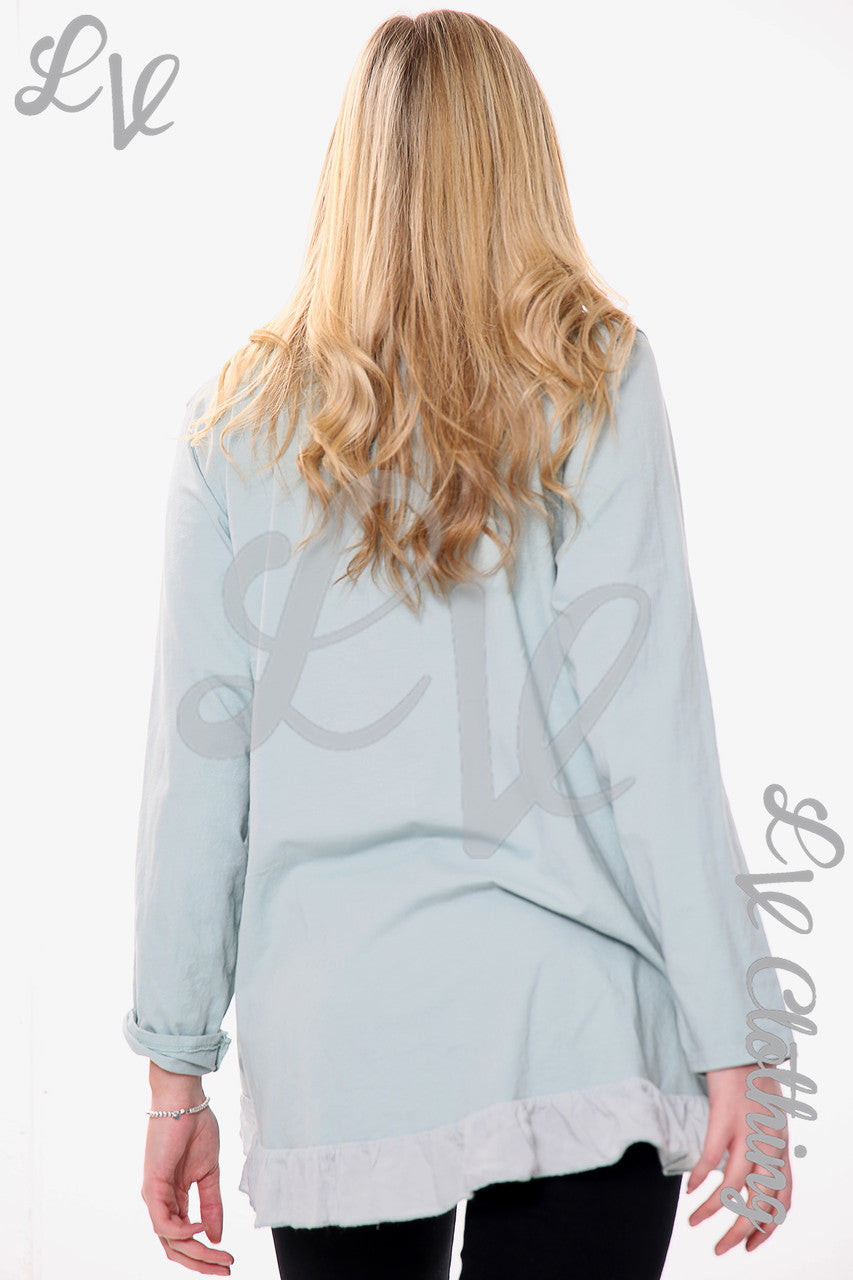 Dames top met verenprint saliegroen eenheidsprijs €10,99