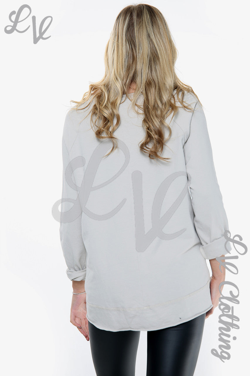 Ladies 'Love yourself' Graphic Top Stone Unit Price WAS £11.99 NOW £5.99