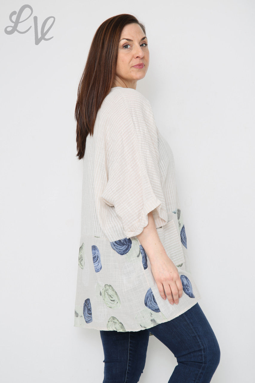 Ladies Stripes & Circles Print Top Stone Unit Price £8.99