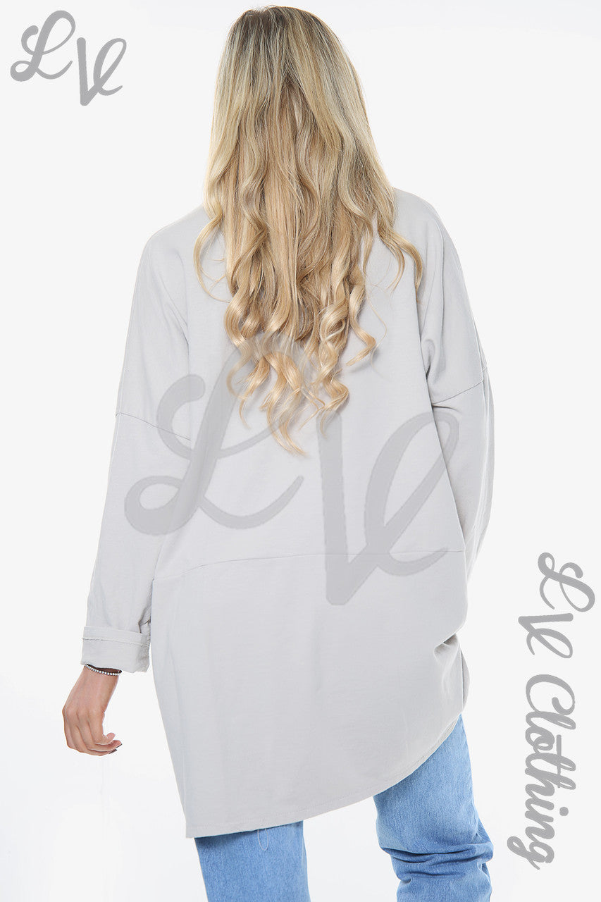 Ladies Plain Sweatshirt With Zip Detail Stone Unit Price £12.99