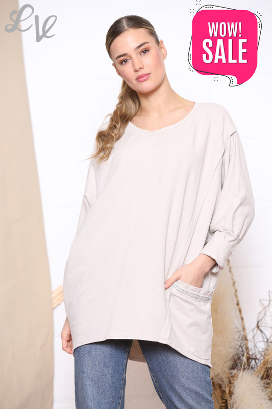 Dames Glitter Sweatshirt Top Steengrijs
