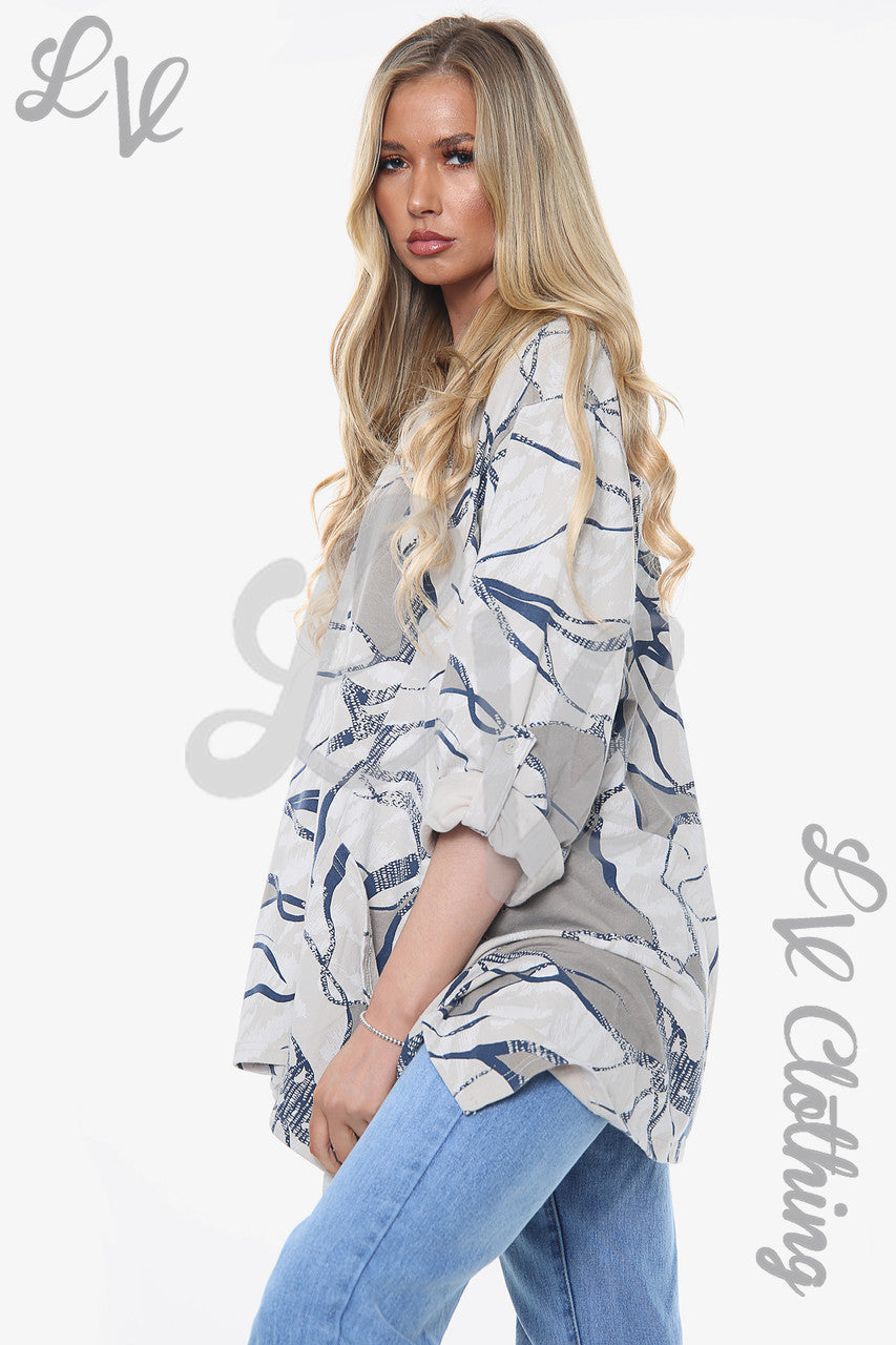 Dames Top met Abstracte Print Steen Prijs WAS €11,99 NU €5,99