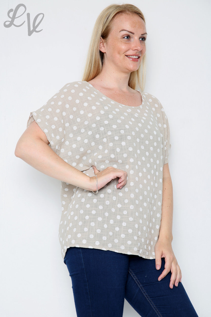 Dames Top met Polkadotprint Steen Stukprijs€7,99