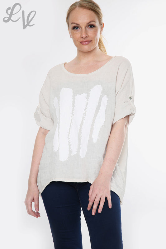 Ladies Paint Stripe Top Stone Unit Price £12.99