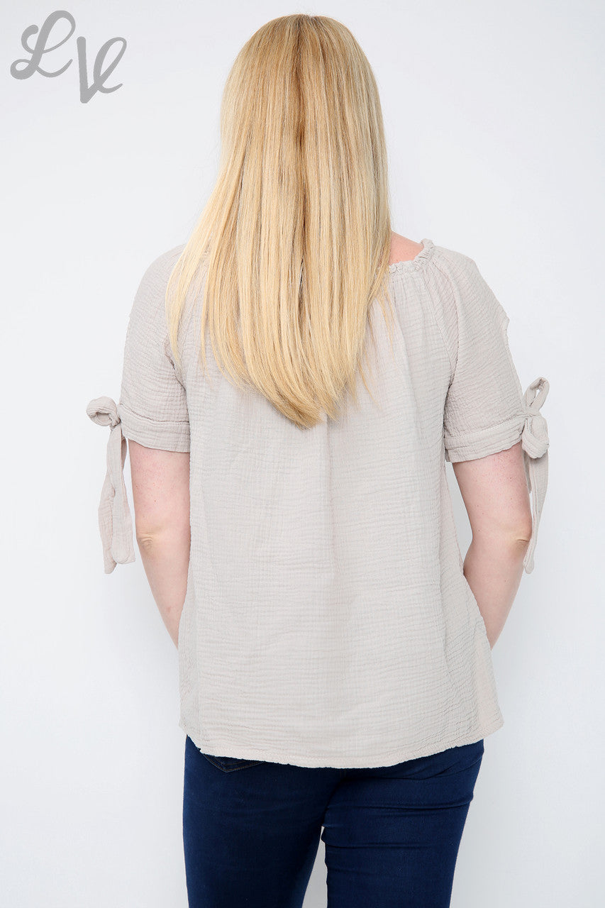 Dames Effen Gypsy Top Steen