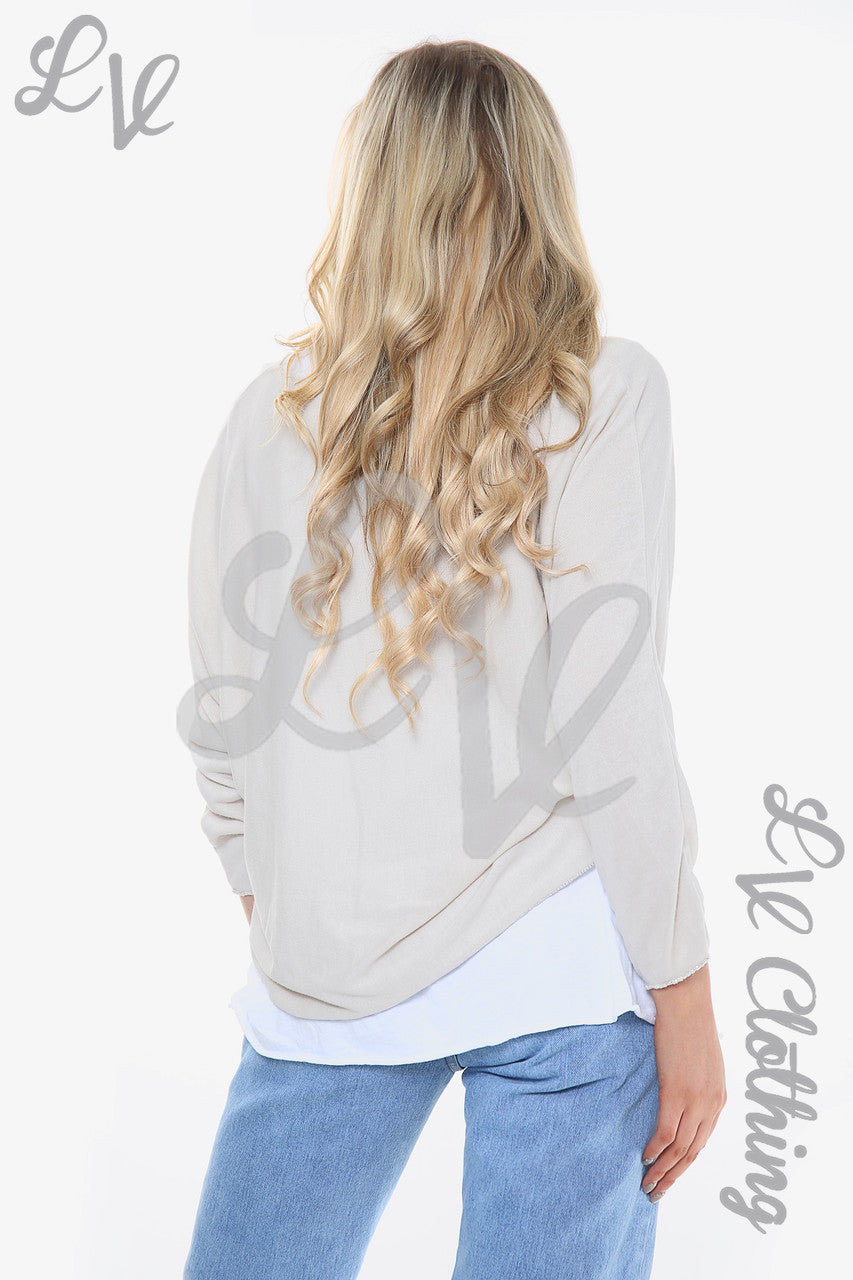 Dames Mooie Slogan 2-laags Top Steen Stukprijs £10.99