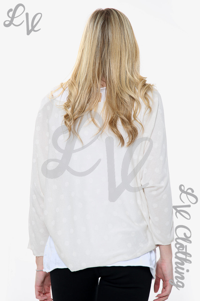 Ladies Polka Dot Print 2 Layer Top With Necklace Stone Unit Price WAS £13.99 NOW £6.99