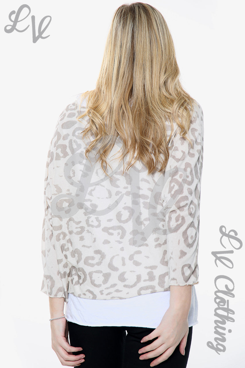 Dames Top met Luipaardprint en 2 Lagen Met Bijpassende Sjaal Steen Prijs per eenheid £11.99
