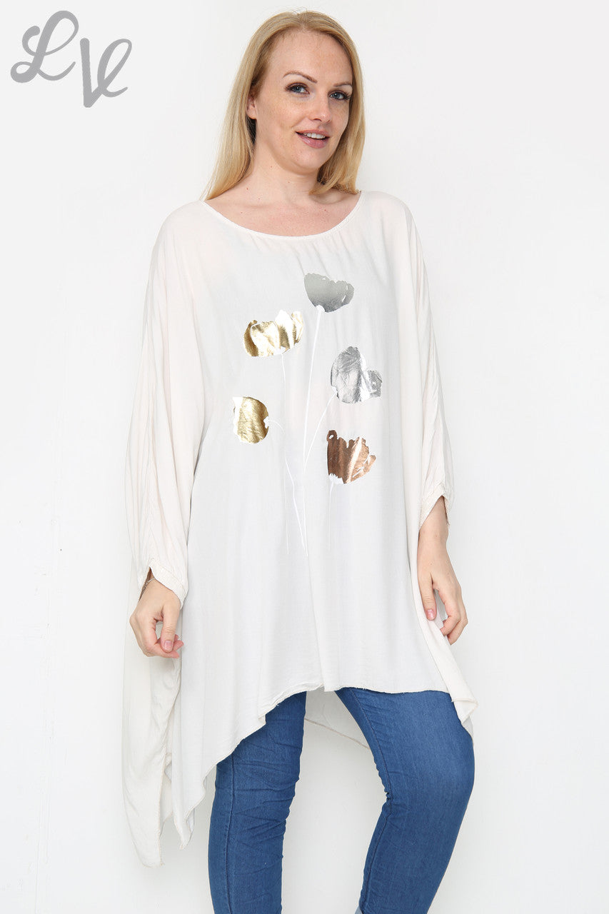 Dames Folie Tulp Print Fluwelen Top Steen Eenheidsprijs €11,99