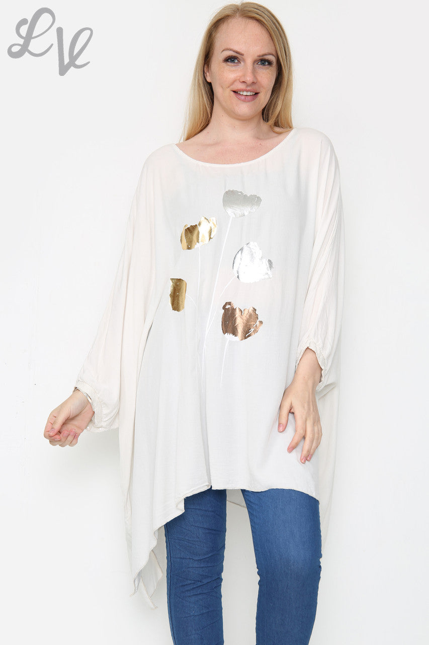 Dames Folie Tulp Print Fluwelen Top Steen Eenheidsprijs €11,99
