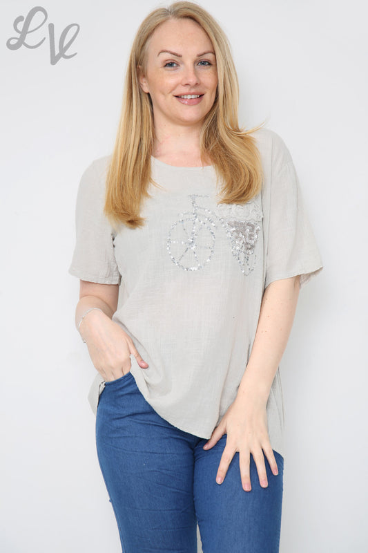 Ladies Bicycle Sequin Top Stone Unit Price £8.99