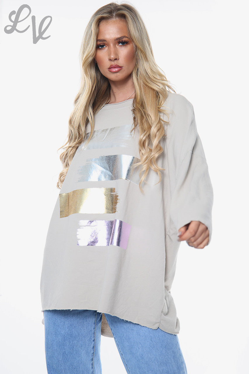 Dames Folie Kleurrijke Blokken Sweatshirt Top Steenstuk Prijs € 11,99
