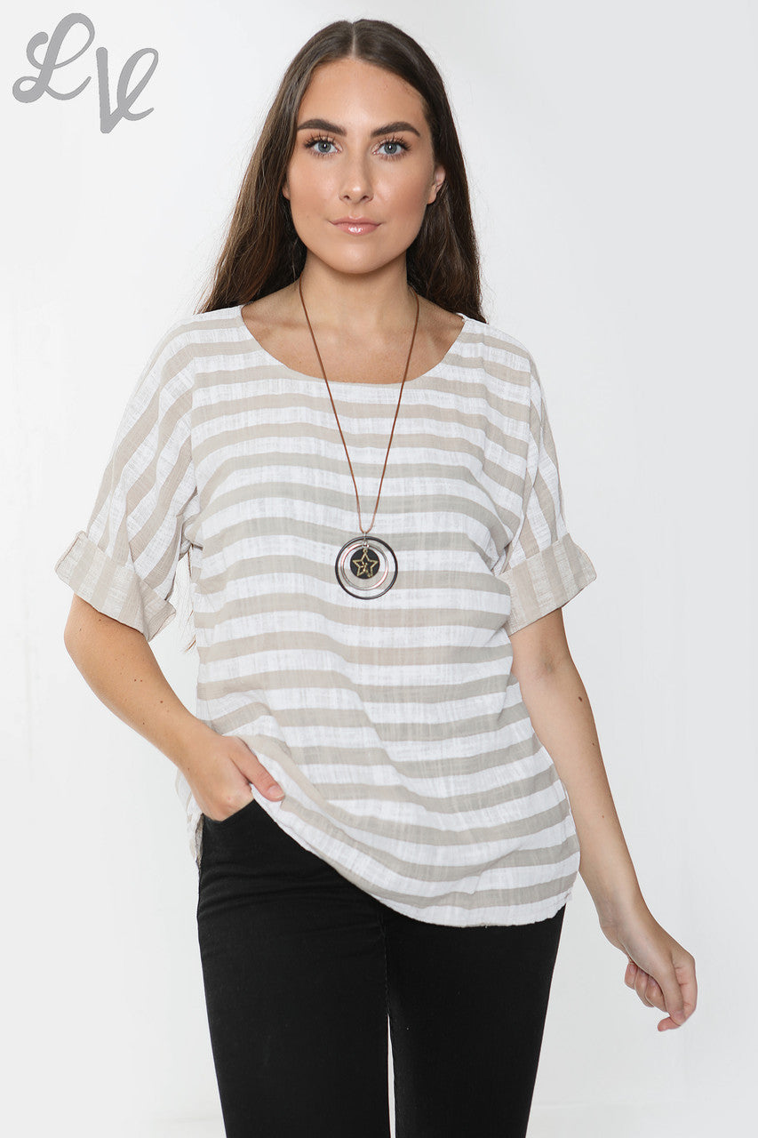 Dames Top met Brede Streep Steen - Prijs per stuk €9,99