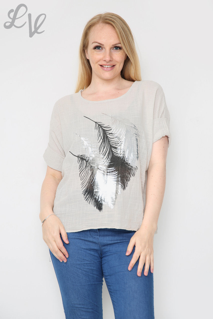 Dames Top met Folie Bladdesign