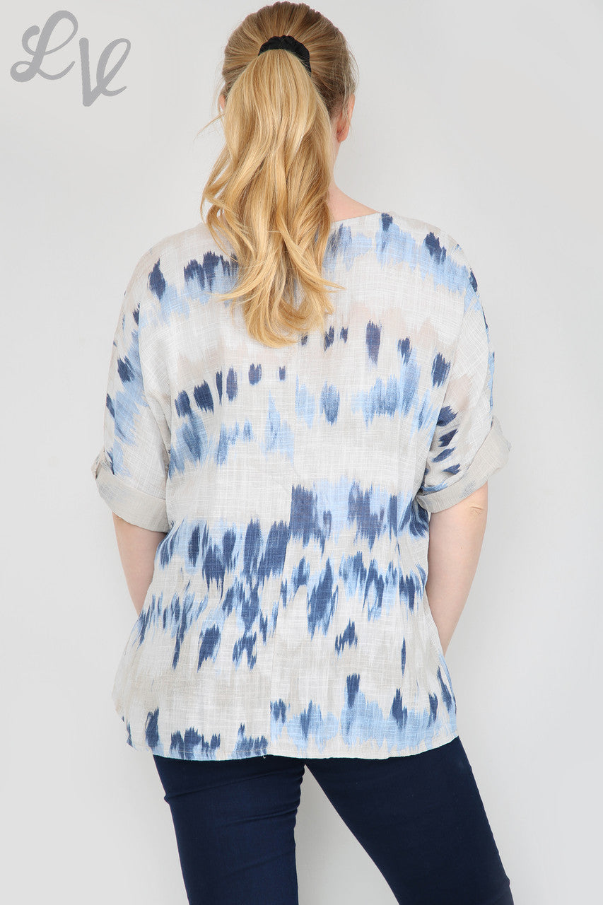 Dames Tie Dye Strepen Print Eenvoudige Top Steen Stukprijs € 7,99