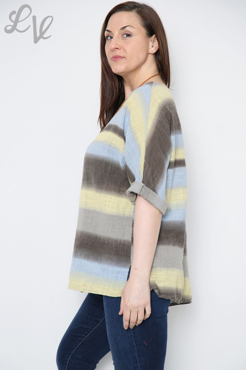 Ladies Ombre Colourful Striped Top Stone Unit Price £9.99