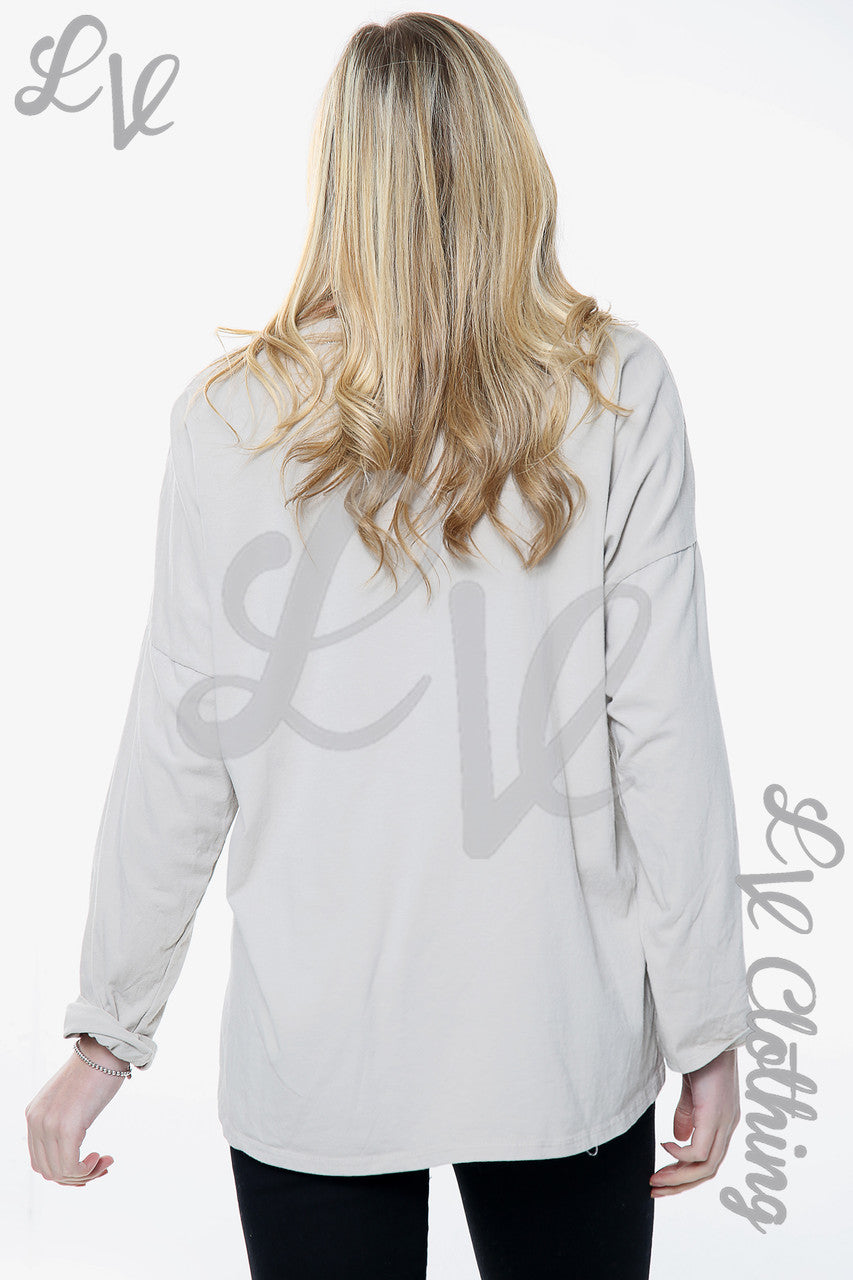 Dames Top met Pailletten en Geborduurde Zak Steengrijs Prijs per stuk £ 9,99