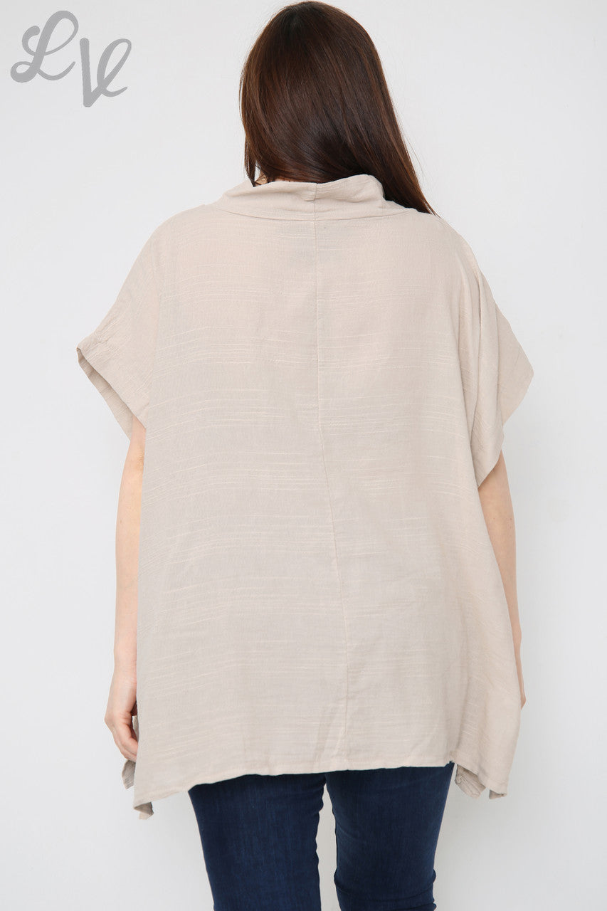 Dames linnen top met knopen aan de zijkant Steen Stukprijs € 9,99