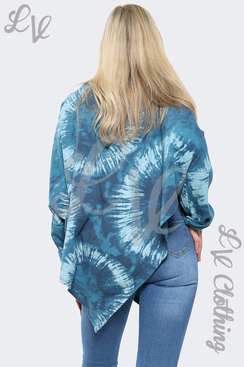 Dames Acid Wash V-Hals Top Petrol – Prijs per stuk €8,99