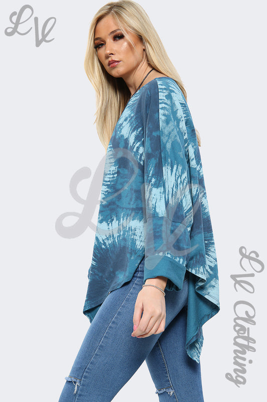 Ladies Acid Wash V Hem Top Teal - Unit Price £8.99