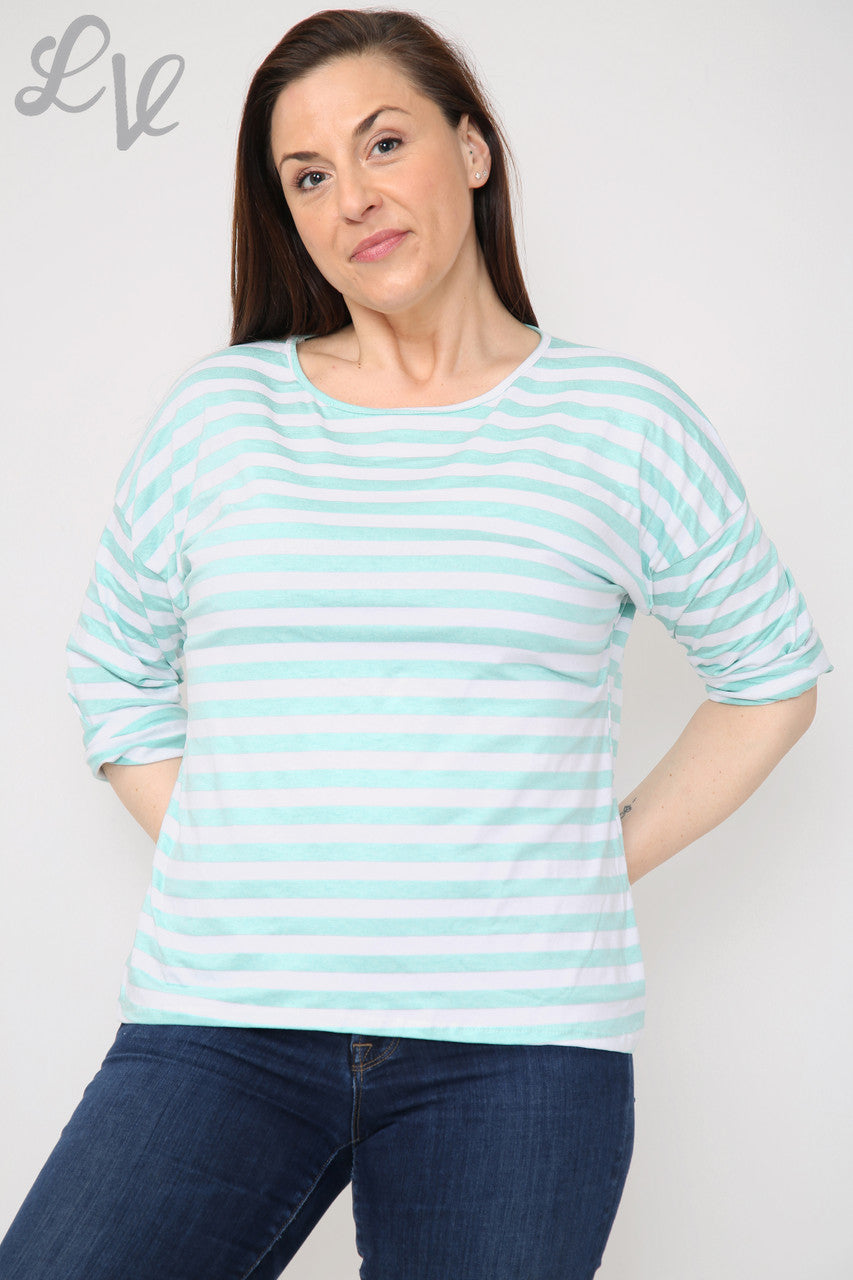 Ladies Stripe Roll Sleeve Top Tiffany Unit Price £4.99