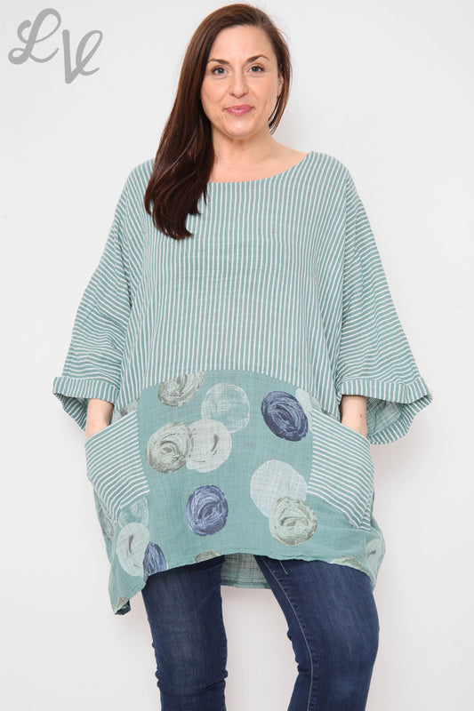 Ladies Stripes & Circles Print Top Tiffany Unit Price £8.99