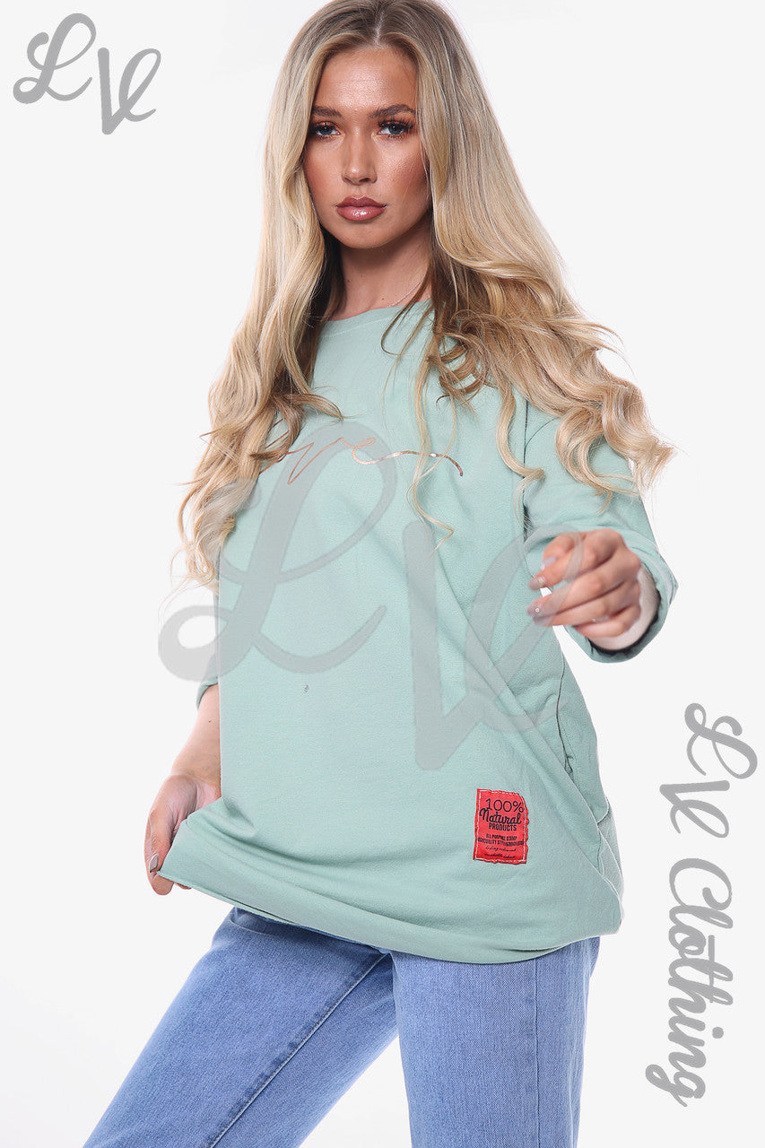 Dames Liefdes Script Sweatshirt Top Tiffany Eenheidsprijs €11.99