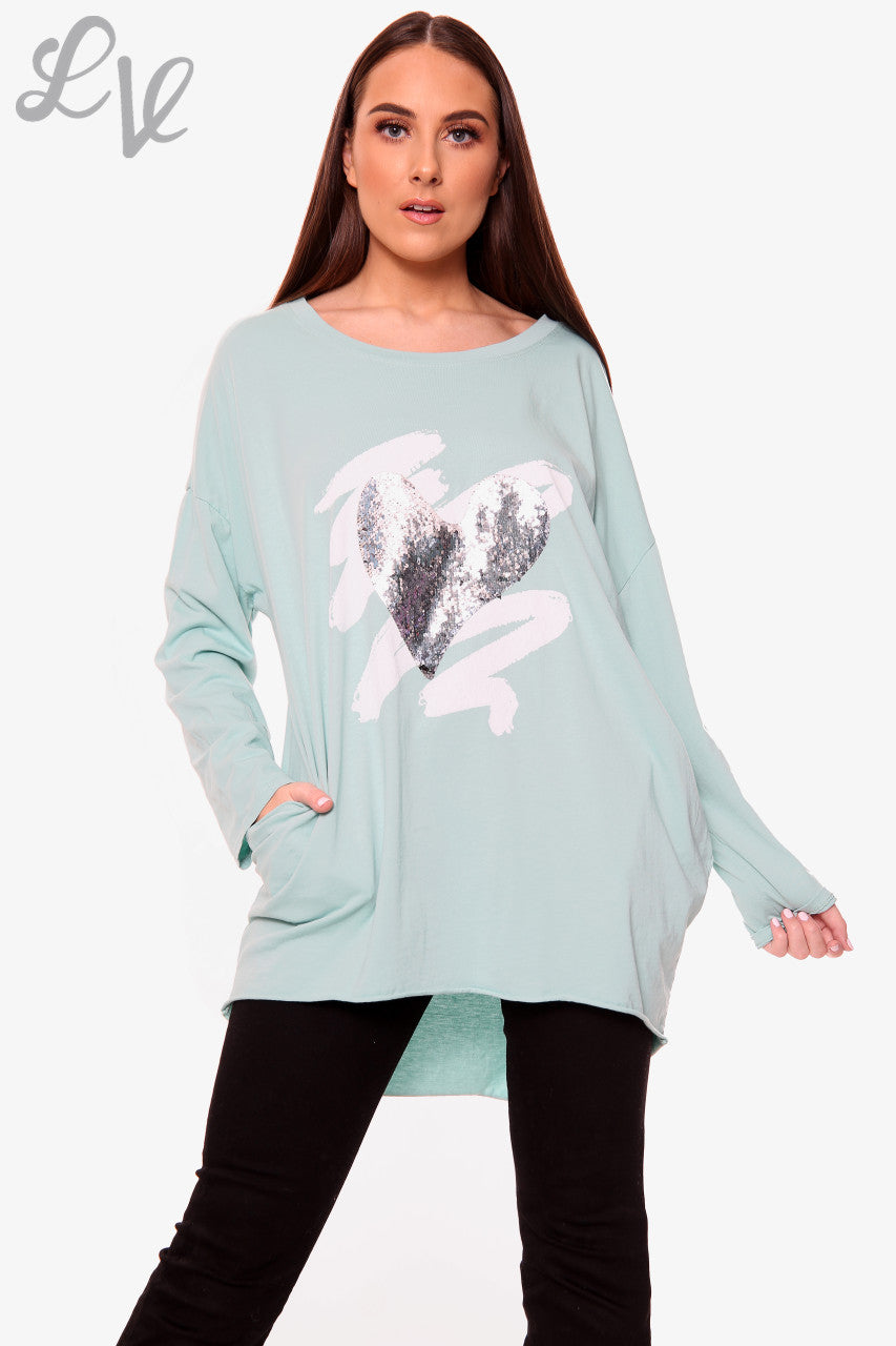 Dames Squiggle Love Heart Top Tiffany Stukprijs €10,99