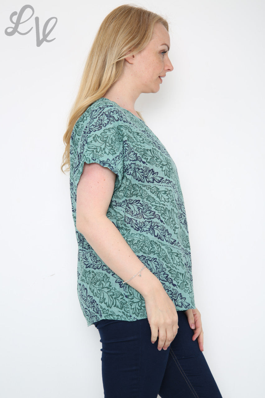 Damesblouse met blad- en paisleyprint Tiffany Stukprijs € 7,99