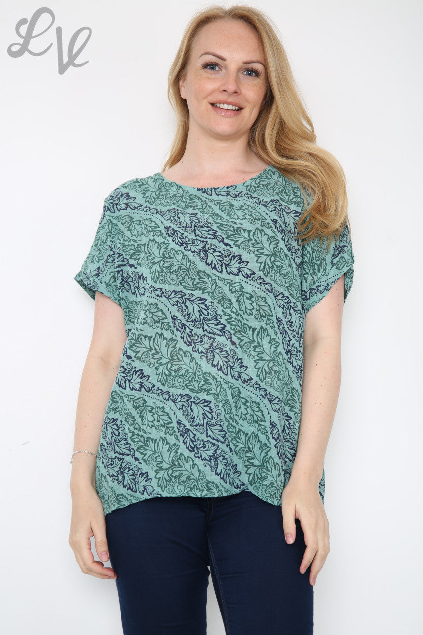 Damesblouse met blad- en paisleyprint Tiffany Stukprijs € 7,99