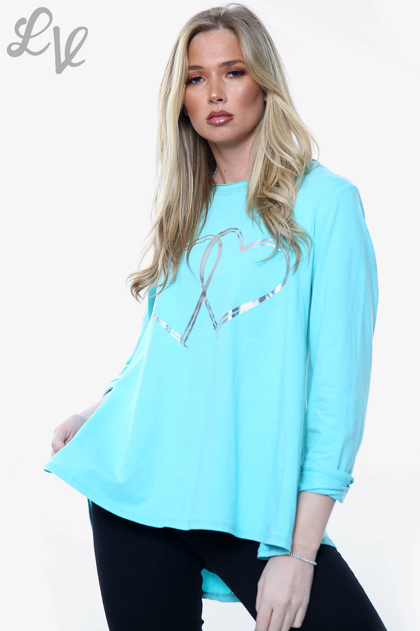Dames 2 Harten Folie Graphic Top Tiffany Prijs per eenheid €6,99