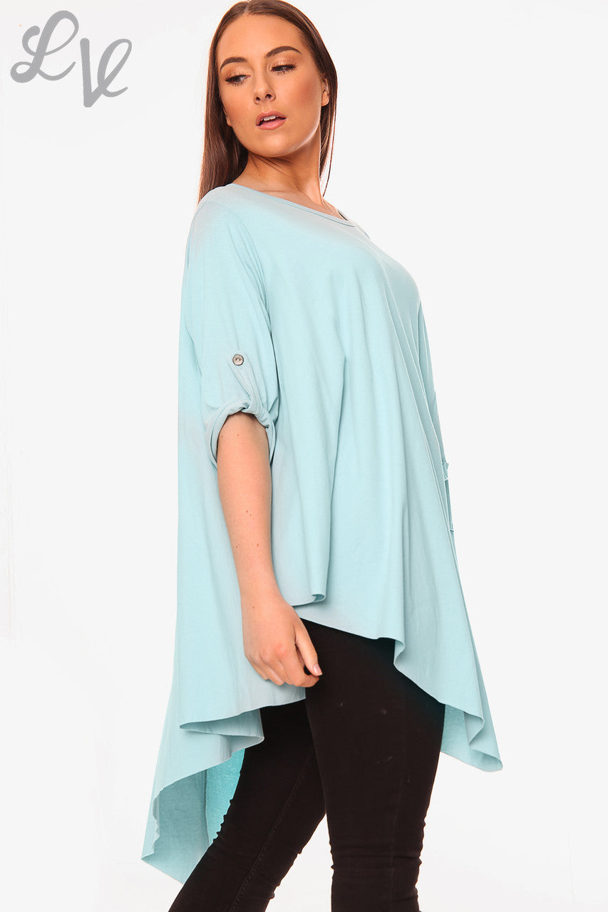 Dames Effen Asymmetrische Top Tiffany Prijs per stuk € 9,99