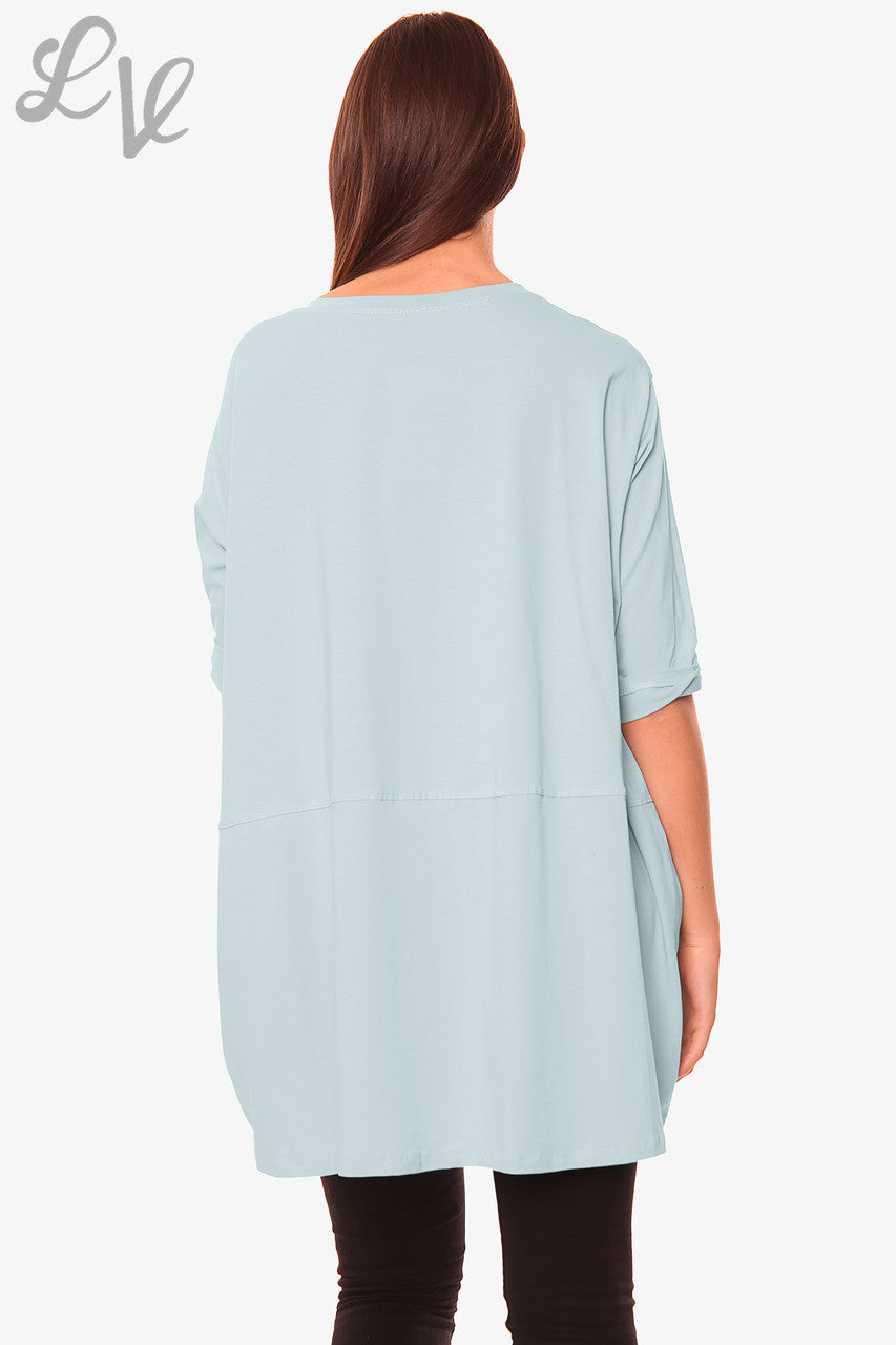Dames Effen Top Met Zakken Tiffany Stukprijs €8,99