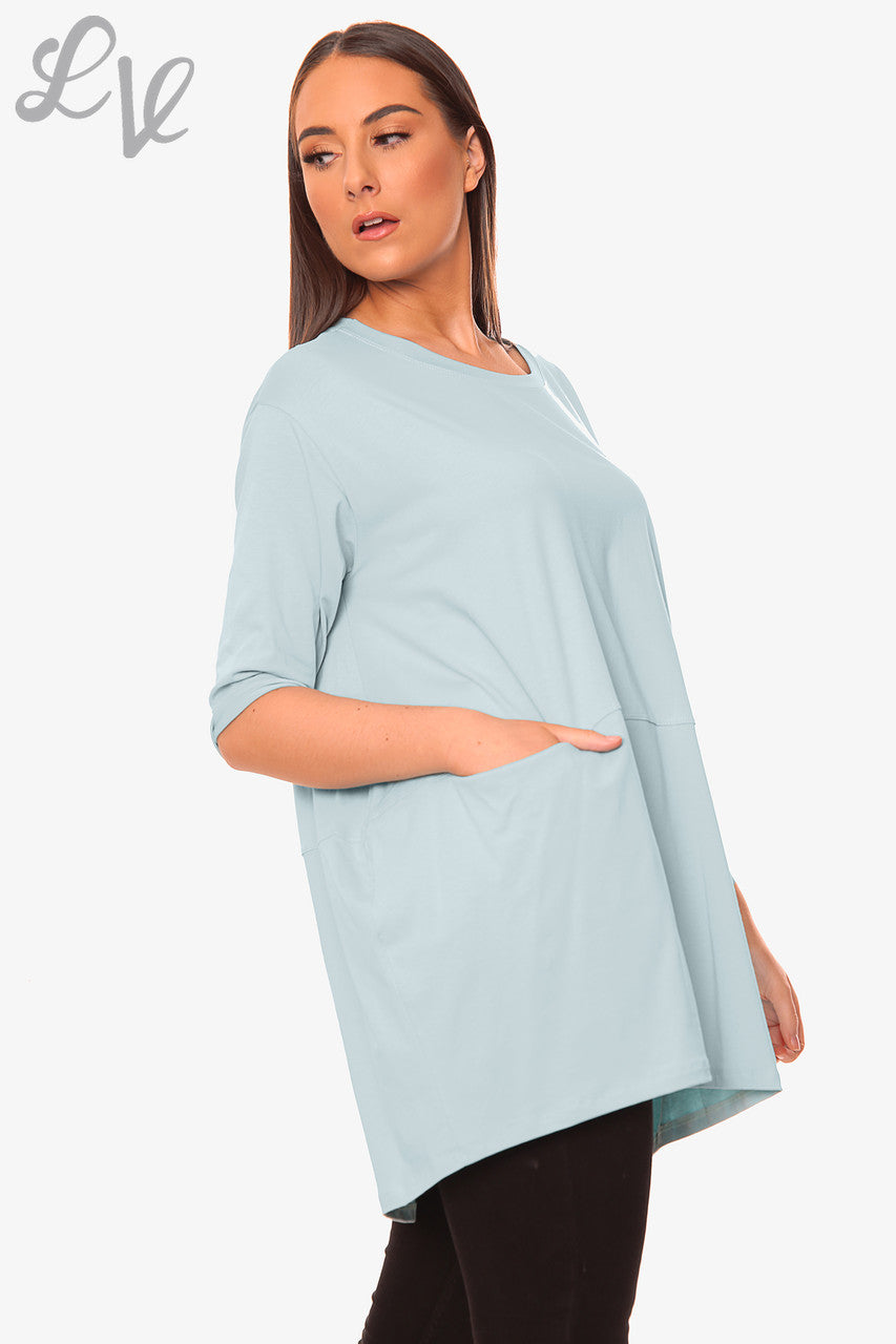 Dames Effen Top Met Zakken Tiffany Stukprijs €8,99
