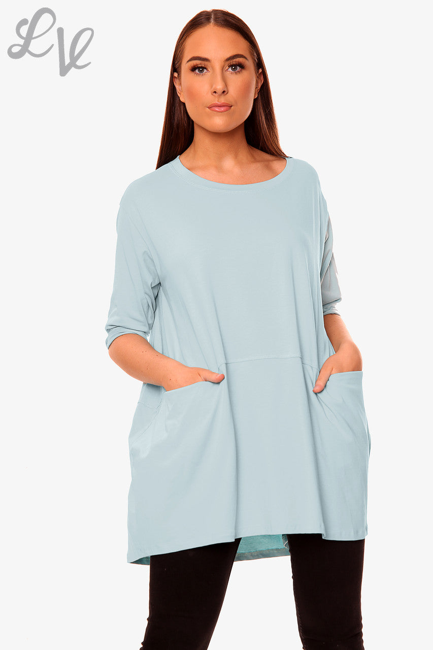 Dames Effen Top Met Zakken Tiffany Stukprijs €8,99