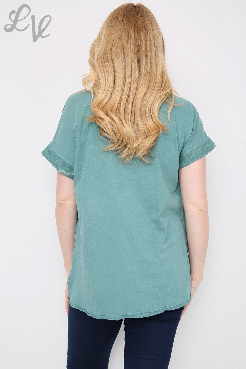 Ladies Glitter Heart Print Top Tiffany Unit Price £9.99