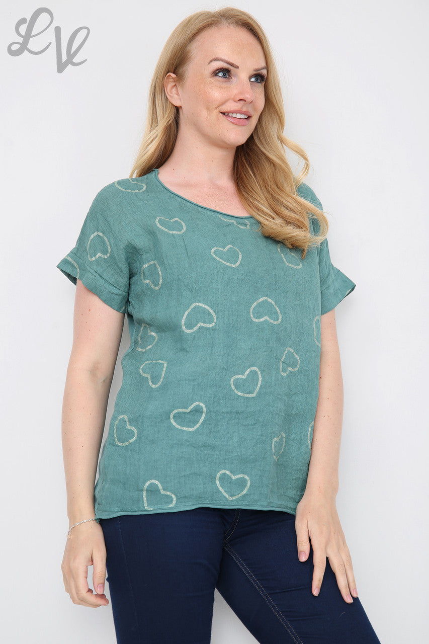 Ladies Glitter Heart Print Top Tiffany Unit Price £9.99
