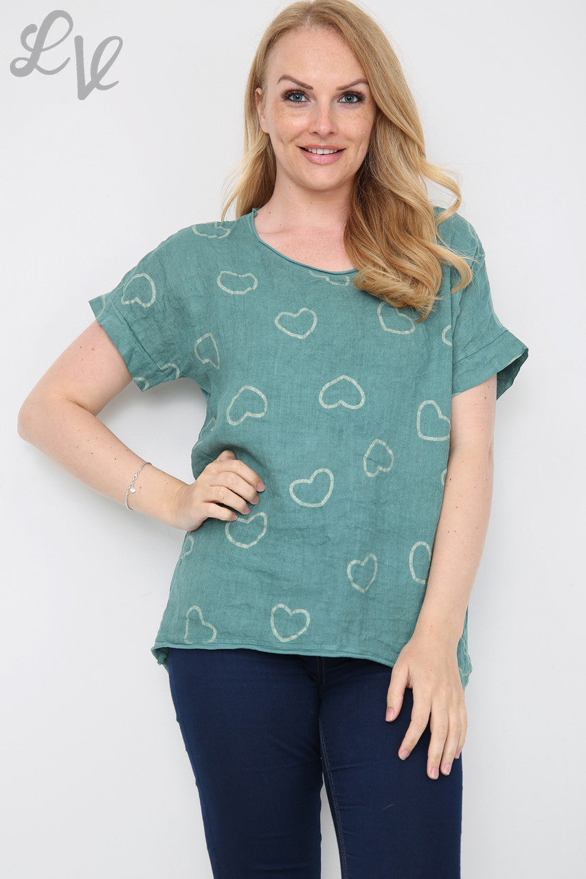 Ladies Glitter Heart Print Top Tiffany Unit Price £9.99