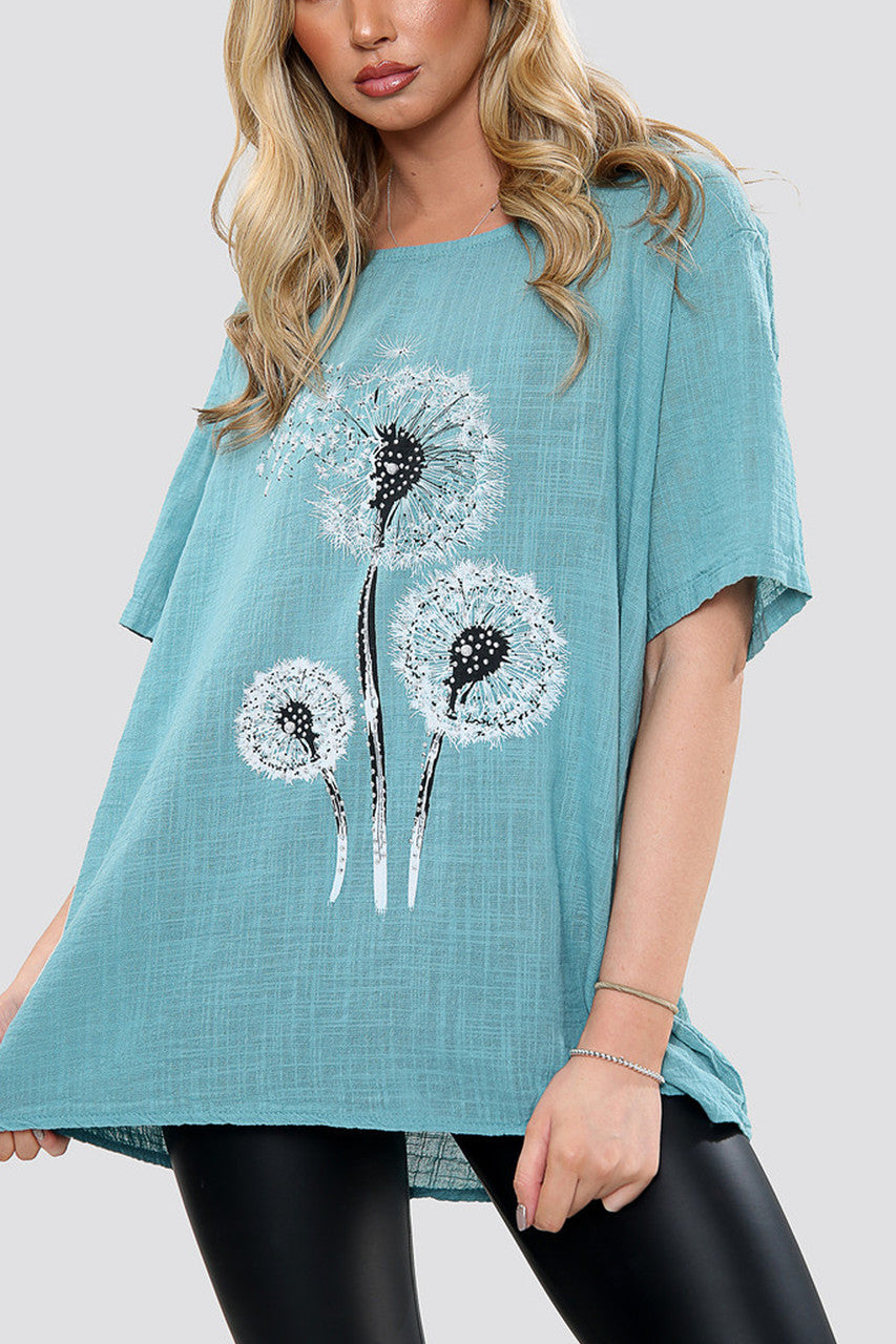 Ladies Dandelion Flower Print Top Tiffany