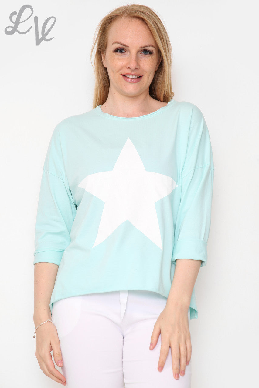 Dames Graphic Top met Ster Tiffany Prijs per stuk €9,99