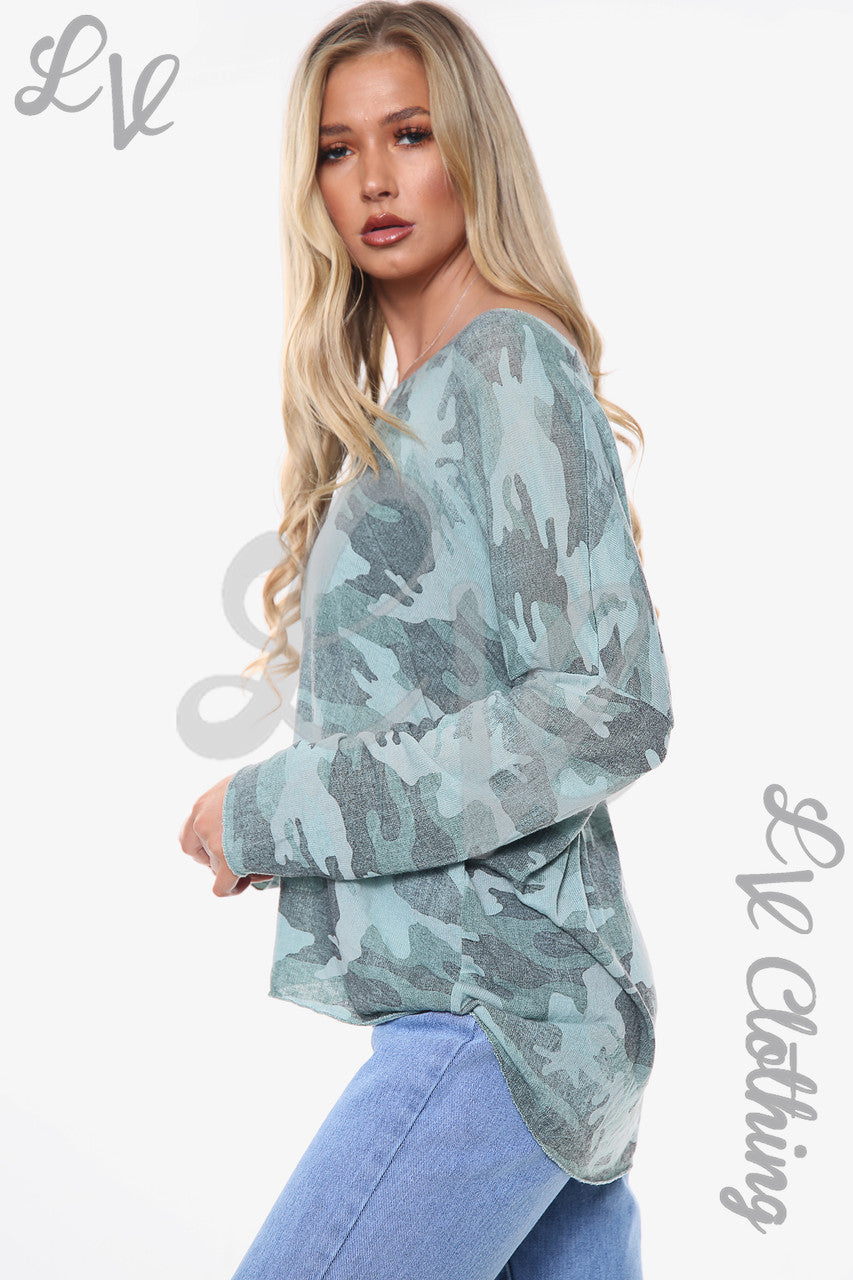 Dames Camouflageprint Top Tiffany Stukprijs € 9,99