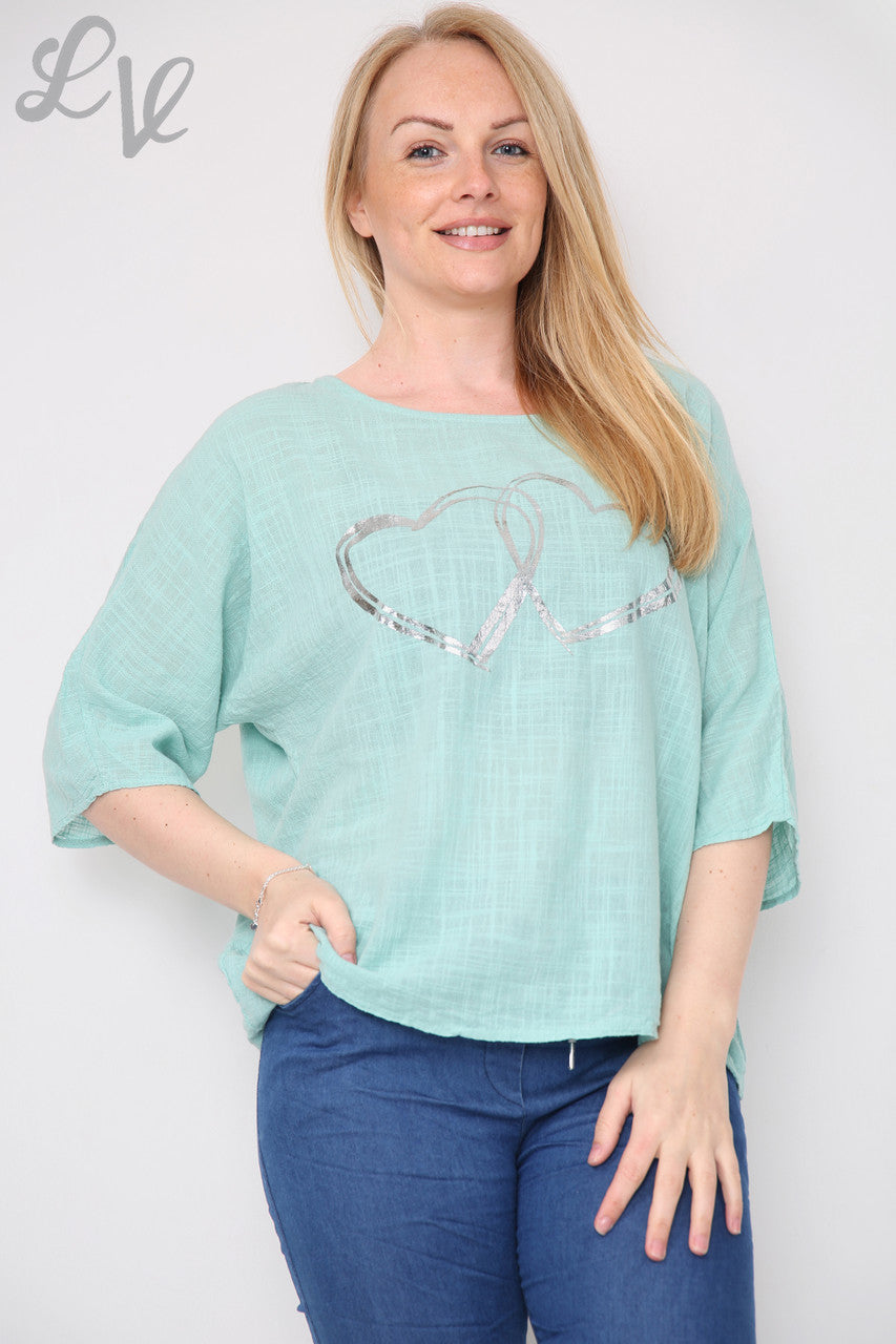 Dames Double Foil Heart Top Tiffany Prijs per eenheid € 7,99