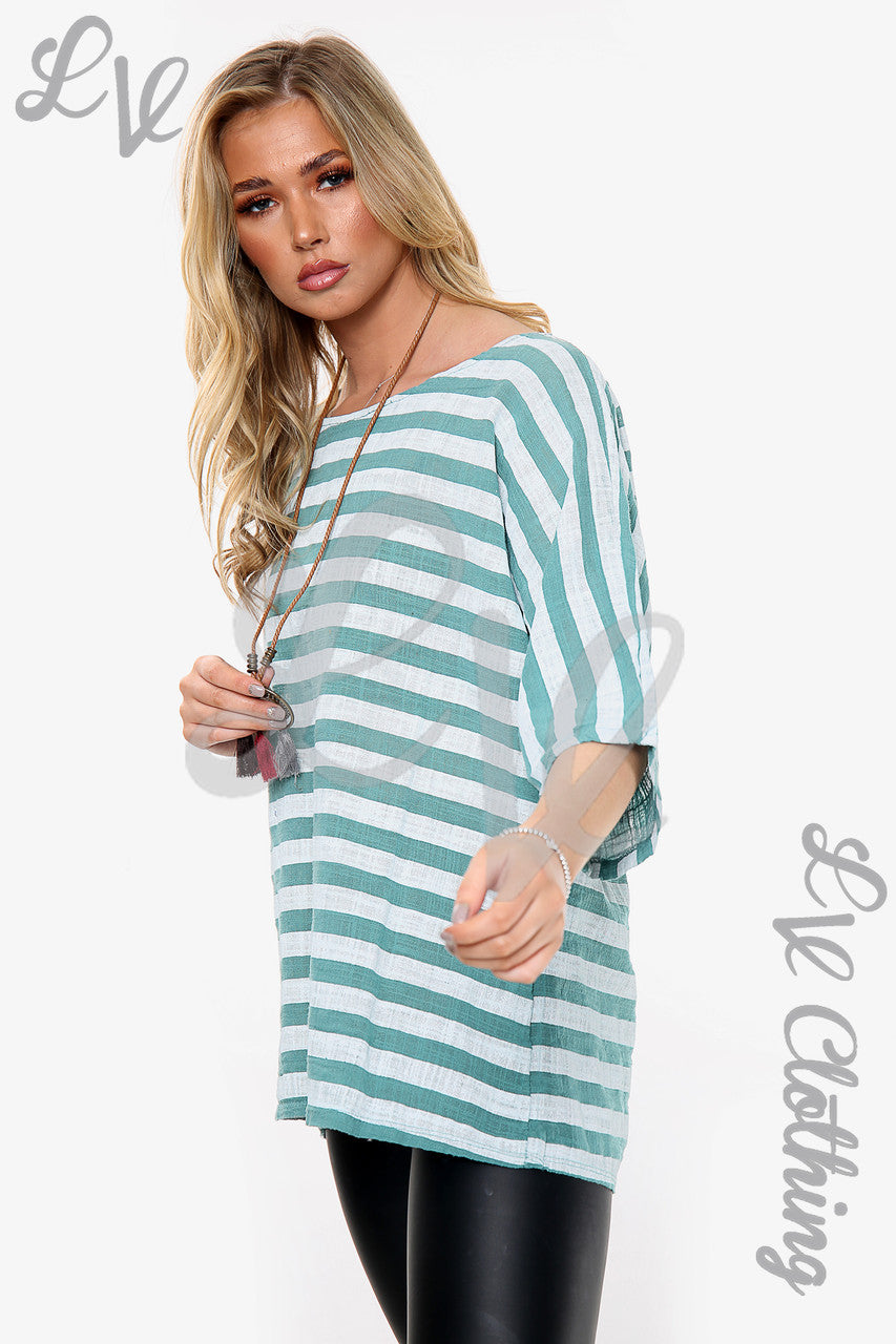 Dames Top met Brede Streep Tiffany - Eenheidsprijs €8,99