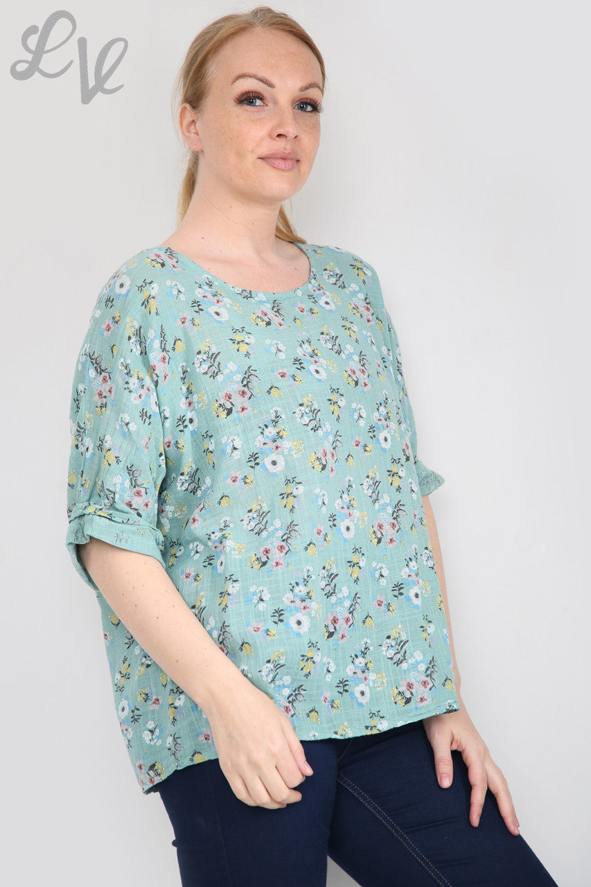Ladies Ditsy Flower Print Simple Top Tiffany Unit Price £7.99