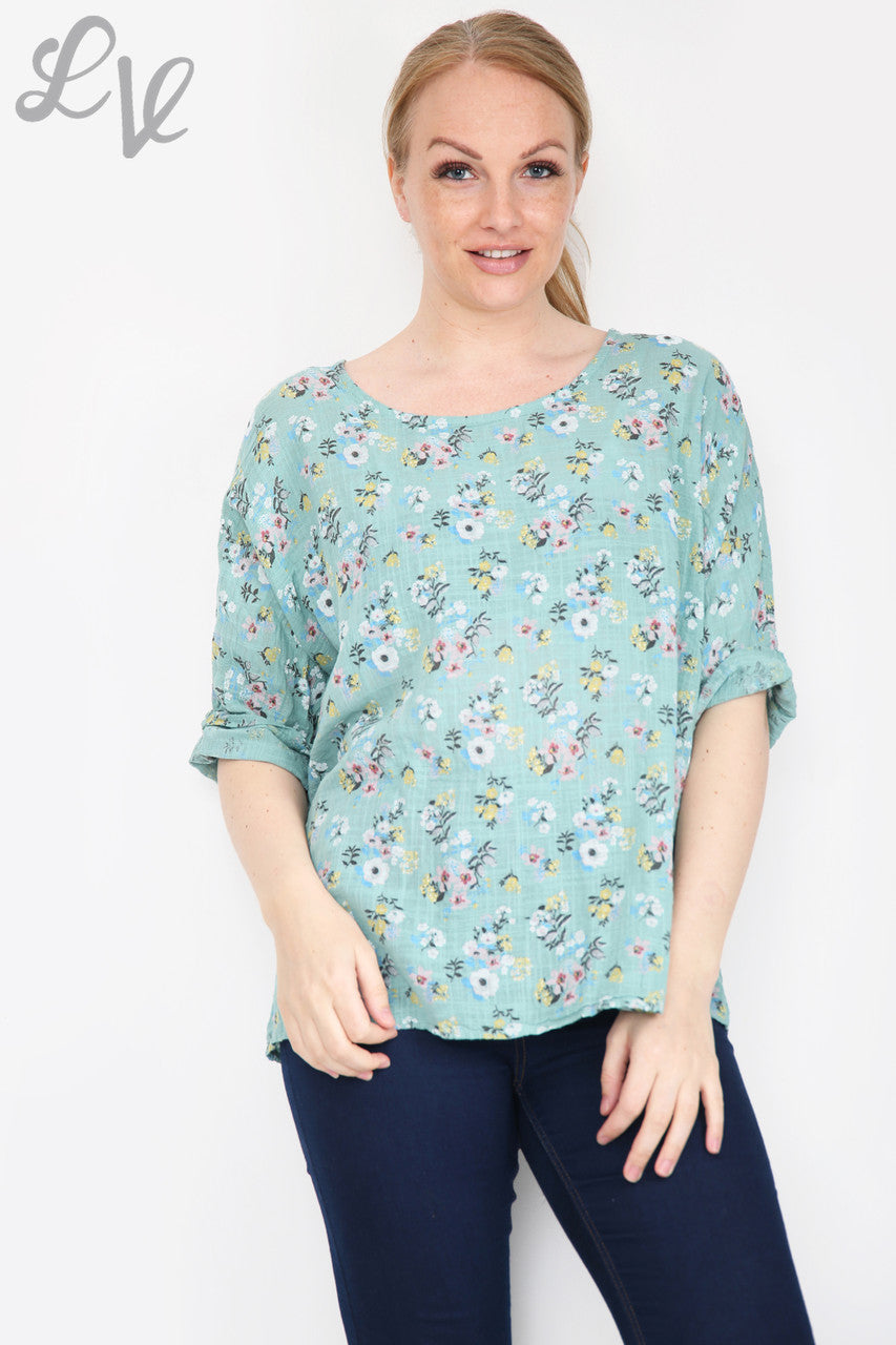 Ladies Ditsy Flower Print Simple Top Tiffany Unit Price £7.99